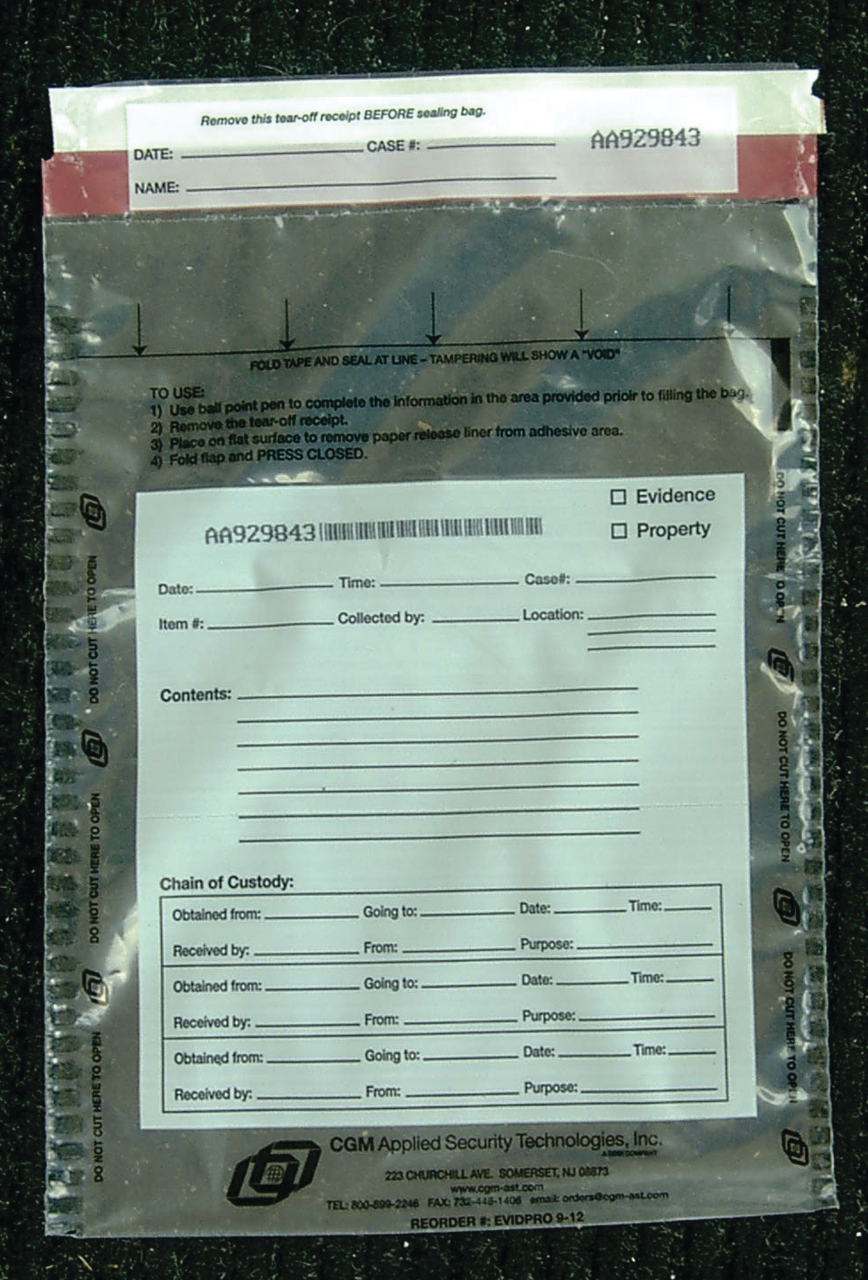 Evidprotamperevidentevidencebag 10042402