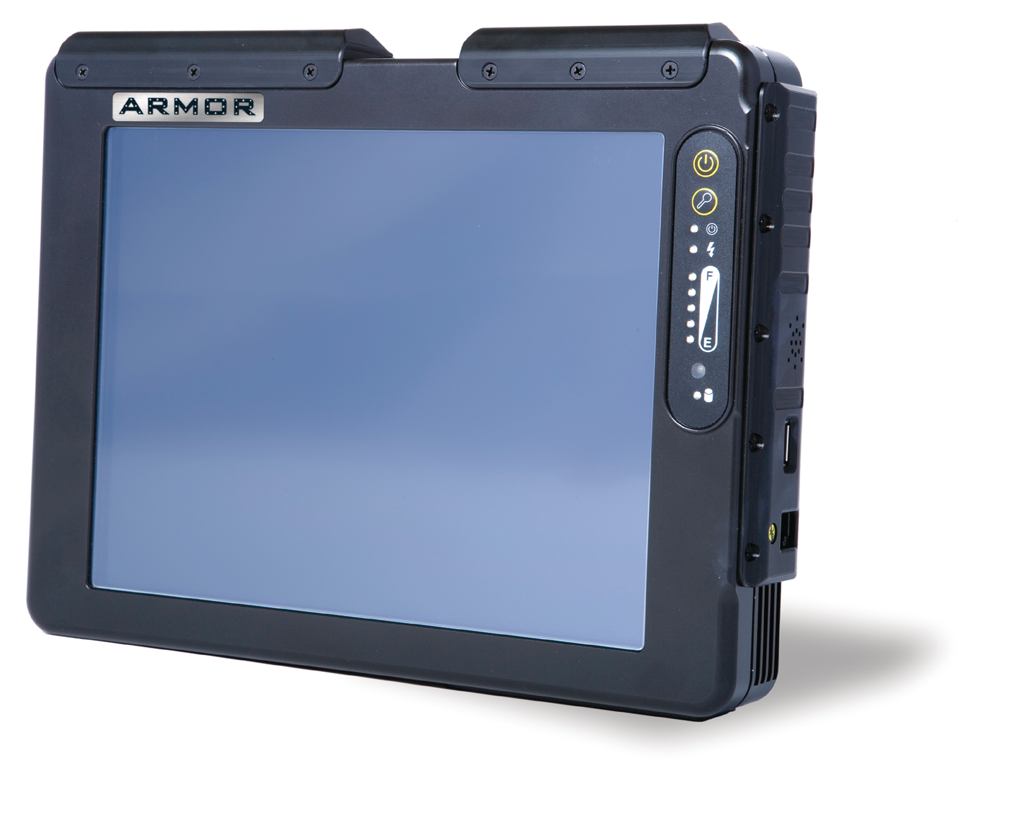 The 4.7-pound ARMOR X10gx from DRS Technolgies is protected against dust and can withstand the effects of immersion in water to depths up to 3 feet.