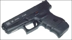 Shown with a '+1' magazine floorplate the Glock 36 is a slim and compact pistol. Shown with a '+1' magazine floorplate the Glock 36 is a slim and compact pistol.