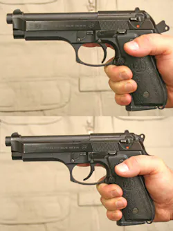 This Beretta 92FS incorporates the dual function slide mounted safety. It can both decock the hammer and disengage the trigger. Left in the up position, the pistol is ready to fire in either double or single action mode. This Beretta 92FS incorporates the dual function slide mounted safety. It can both decock the hammer and disengage the trigger. Left in the up position, the pistol is ready to fire in either double or single action mode.