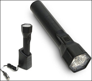 The light shown in charger and out. Charger can be mounted vertical or horizontal.