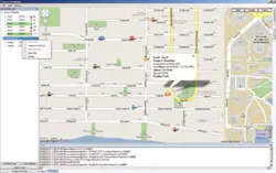 Mapping-dispatch software enables over-the-air location reports, allowing CAD software to show coordinates on a map. Mapping-dispatch software enables over-the-air location reports, allowing CAD software to show coordinates on a map.