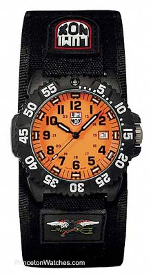 Hard to miss that bright orange dial and the luminous hands.