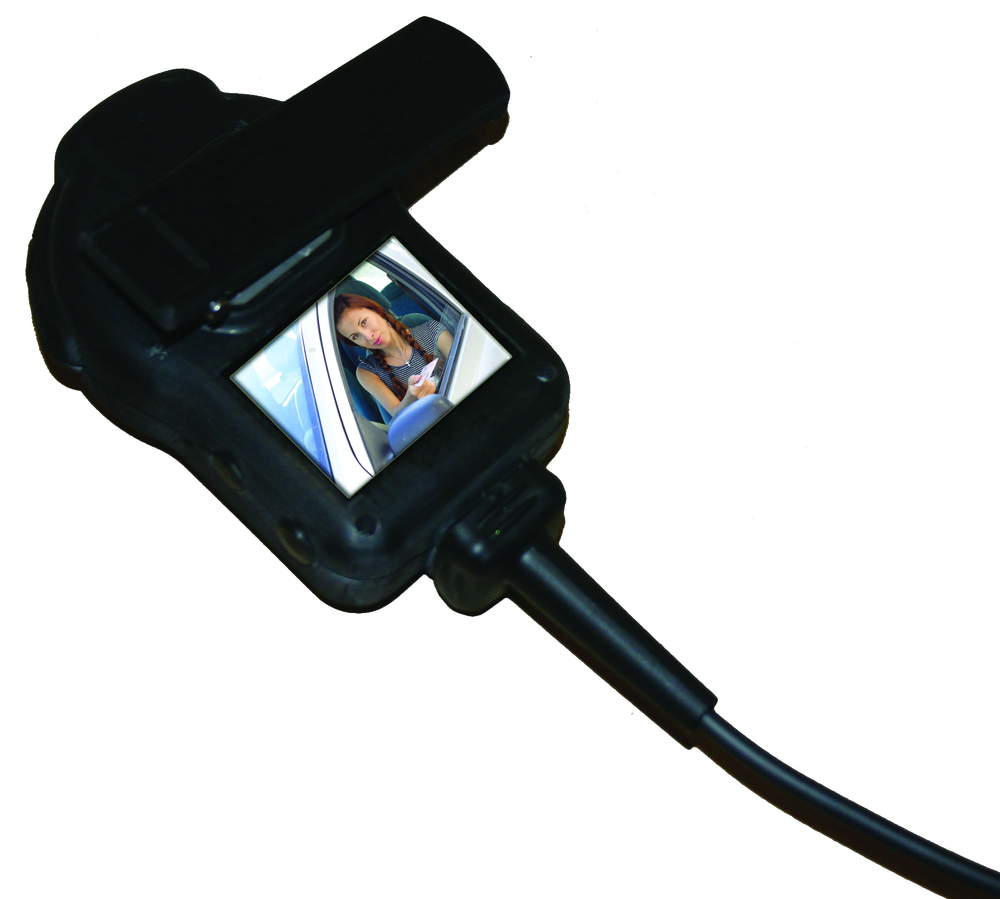 The VX2 has a clip on the back with a screen for video.