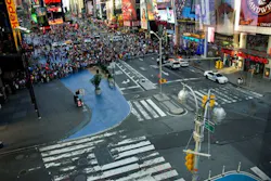 Times Square is evacuated by police after a suspicious suitcase is found at a telephone booth on Broadway. Times Square is evacuated by police after a suspicious suitcase is found at a telephone booth on Broadway.