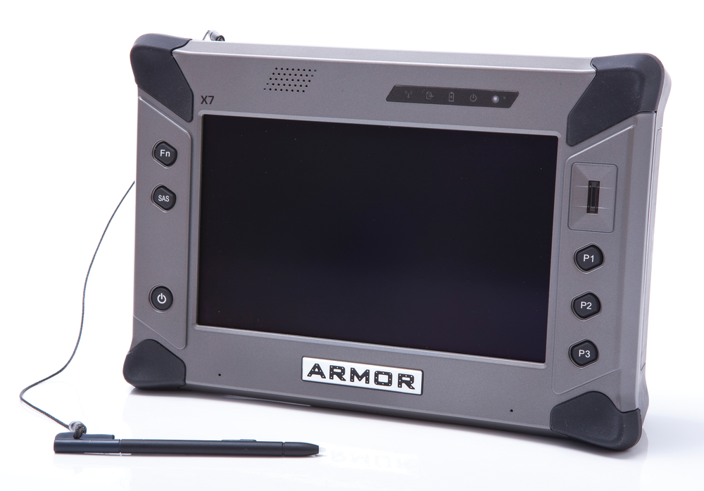Released last January, the 2.8-pound ARMOR X7 compact tablet from DRS Technologies offers a 7-inch sunlight-readable display with an integrated camera and bar code scanner.