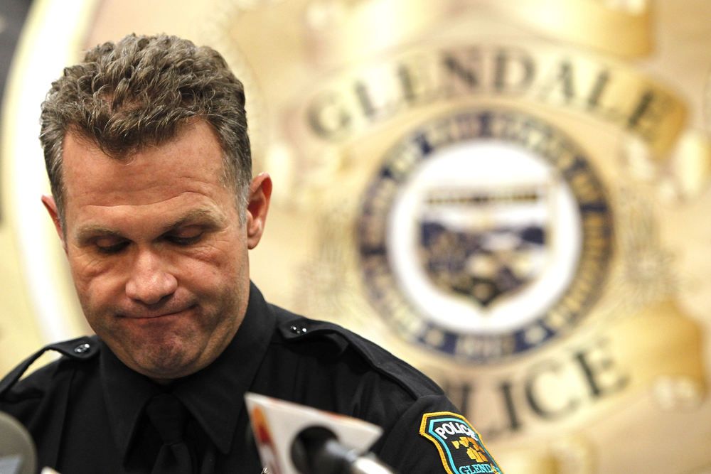 Glendale Police Sgt. Brent Coombs announces the arrested of Jerice Hunter, mother of missing 5-year-old girl Jhessye Shockley, on child abuse charges at Glendale Police Headquarters Monday, Nov. 21, 2011.