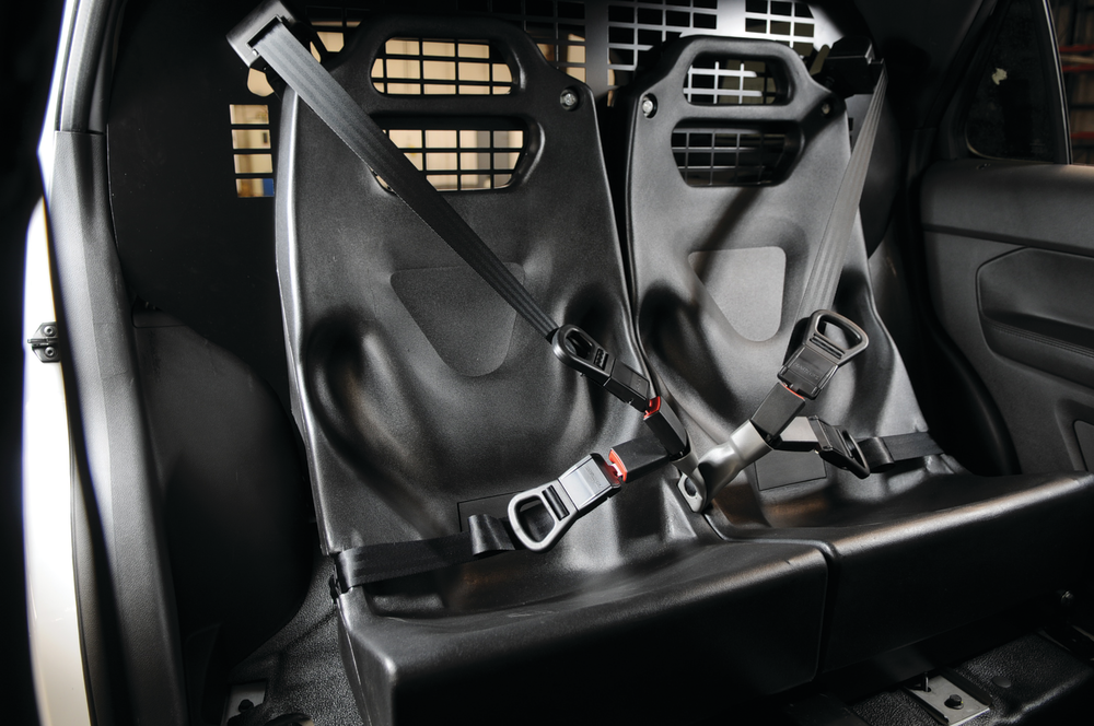 Ford Police Interceptor Utility: w/wo Rear Screen (Custom Lasercut 14-gauge steel); w/wo Wiring Channel Adaptation