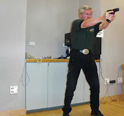 John Wills demonstrates isoceles stance John Wills demonstrates isoceles stance