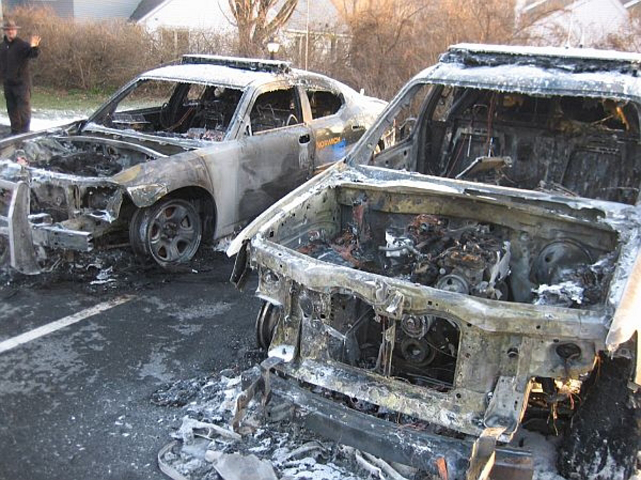 All three cruisers in the Norwich Police Department's fleet were destroyed by a Thanksgiving Day fire.