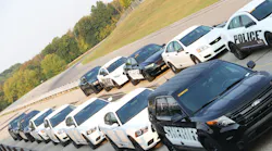 The test vehicles set in line during the dynamic handling portion of the Michigan State Police Vehicle Evaluations. The test vehicles set in line during the dynamic handling portion of the Michigan State Police Vehicle Evaluations.