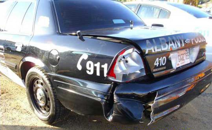 Police say a young woman learned a valuable lesson after she rammed a police cruiser while she was texting and driving.