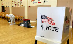 A 92nd Street Elementary School employee cleans up blood after a shooting at a polling station in Los Angeles on March 5. A 92nd Street Elementary School employee cleans up blood after a shooting at a polling station in Los Angeles on March 5.