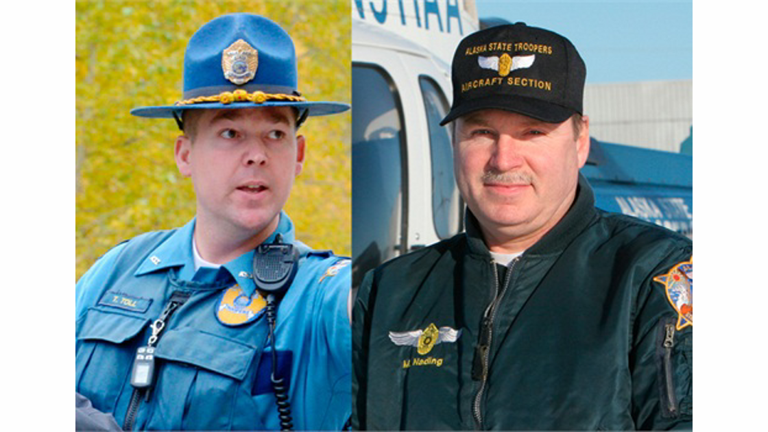 Trooper Tage Toll, left, and Pilot Mel Nading
