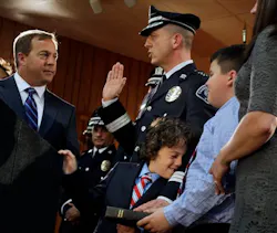 Scott Thomson is sworn-in as the chief of the new Camden County police department on May 1 in Camden, N.J. Scott Thomson is sworn-in as the chief of the new Camden County police department on May 1 in Camden, N.J.