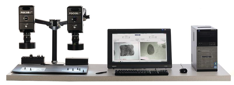 FOCOS2 System Pictured with 10 Print Card (Left Camera) & Lifted Latent Print (Right Camera)