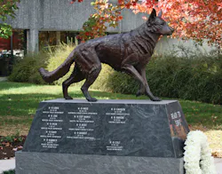 The Virginia Police Canine Memorial is seen adjacent to the Veterinary Teaching Hospital in Blacksburg, Va. The Virginia Police Canine Memorial is seen adjacent to the Veterinary Teaching Hospital in Blacksburg, Va.