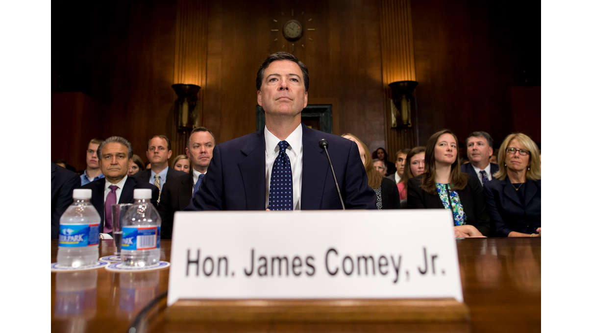 FBI Director nominee James Comey prepares to testify on Capitol Hill in Washington, D.C. on July 9.