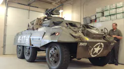 Shelby Township, Mich. Police Chief Roland Woelkers stands with the 1944 M20 armored vehicle that was impounded on July 4. Shelby Township, Mich. Police Chief Roland Woelkers stands with the 1944 M20 armored vehicle that was impounded on July 4.