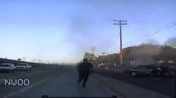 El Segundo Police Officer Armando Rodriguez was the first to arrive at the scene of the crash and can be seen on dashcam video running toward the vehicle. El Segundo Police Officer Armando Rodriguez was the first to arrive at the scene of the crash and can be seen on dashcam video running toward the vehicle.