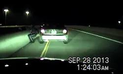Dashcam video captured Kansas City Sgt. Steven Griswold preventing a man from throwing himself off an overpass on Sept. 28. Dashcam video captured Kansas City Sgt. Steven Griswold preventing a man from throwing himself off an overpass on Sept. 28.