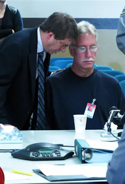 Convicted cop-killer Sidney Dean Porter listens to his attorney at a parole board hearing in Salem, Ore. on Sept. 30. Convicted cop-killer Sidney Dean Porter listens to his attorney at a parole board hearing in Salem, Ore. on Sept. 30.