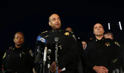 Bay Area Rapid Transit police Chief Kenton Rainey, center, speaks to the media outside Eden Medical Center in Castro Valley, Calif. on Jan. 21. Bay Area Rapid Transit police Chief Kenton Rainey, center, speaks to the media outside Eden Medical Center in Castro Valley, Calif. on Jan. 21.