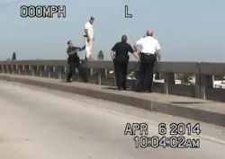 Three Pinellas County deputies teamed up over the weekend to stop a man from jumping off a bridge. Three Pinellas County deputies teamed up over the weekend to stop a man from jumping off a bridge.