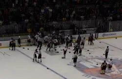 A charity hockey game between New York City police and firefighters at the Nassau Coliseum erupted into a brawl on ice Sunday. A charity hockey game between New York City police and firefighters at the Nassau Coliseum erupted into a brawl on ice Sunday.