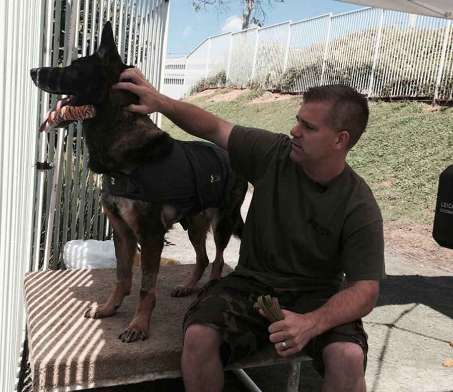 Anaheim Police Officer R.J. Young and K-9 Bruno enjoying some time outside.