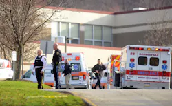 Emergency personnel are seen outside of Franklin Regional High School in Murrysville, Penn., where twenty people were injured -- at least four seriously -- in multiple stabbings this morning inside the high school on April 9. Emergency personnel are seen outside of Franklin Regional High School in Murrysville, Penn., where twenty people were injured -- at least four seriously -- in multiple stabbings this morning inside the high school on April 9.