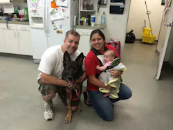 Anaheim Police Officer R.J. Young and his family are seen with K-9 Bruno during a recent visit. Anaheim Police Officer R.J. Young and his family are seen with K-9 Bruno during a recent visit.