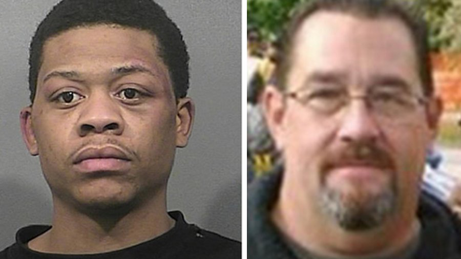 Carl Le'Ellis Blount, left, and Officer Jeffrey Westerfield