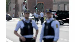 Police are seen outside Town Hall Square, Raadhuspladsen, in Copenhagen on Sept. 16. Police are seen outside Town Hall Square, Raadhuspladsen, in Copenhagen on Sept. 16.