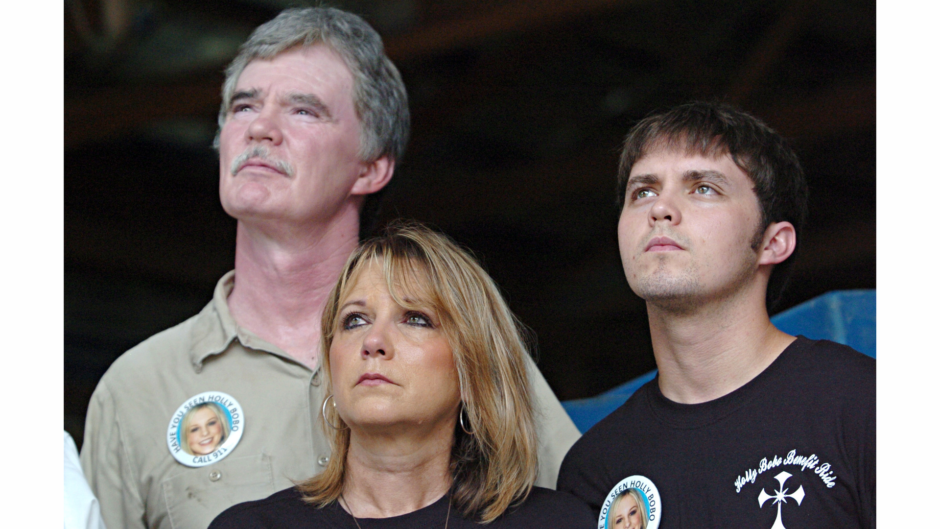 Holly Bobo's father Dana, mother Karen and brother Clint look on during a press conference in Parsons, Tenn.
