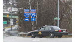 A Sheriffs department patrol car is parked on the exit ramp of exit 155 of I-79 in Morgantown, W.V. on Dec. 1. A Sheriffs department patrol car is parked on the exit ramp of exit 155 of I-79 in Morgantown, W.V. on Dec. 1.