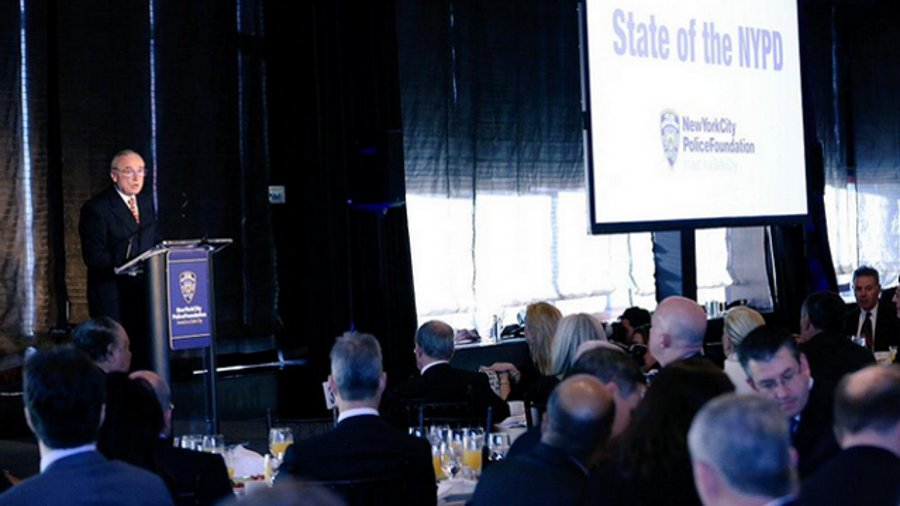 Police Commissioner William Bratton gives a presentation Thursday in Manhattan to the nonprofit New York City Police Foundation.