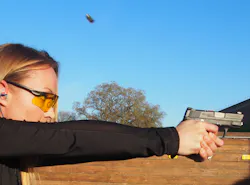 Firearms Instructor Jessica Regalado showed up on the range with several of her own M&P models when we tested the M&P Shield. This gun was compact and had some of the best ergonomics of any compact gun we have tested. We liked it especially for its ability to transition from target to target, and still keep brass in the air. Firearms Instructor Jessica Regalado showed up on the range with several of her own M&P models when we tested the M&P Shield. This gun was compact and had some of the best ergonomics of any compact gun we have tested. We liked it especially for its ability to transition from target to target, and still keep brass in the air.