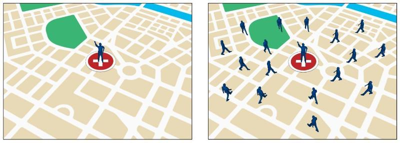 Left: Typical 9-1-1 Call Right: 9-1-1 Caller with Alert-360(R) (PRNewsFoto/Alert-360)