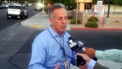 Sheriff Joseph Lombardo briefs members of the media after a police officer was shot. Sheriff Joseph Lombardo briefs members of the media after a police officer was shot.