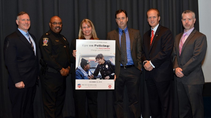 From left: Lt. Bryan Grenon, Cmdr. Marcus Jones, Lindsay Miller Goodison, Jay Stanley, Craig Floyd and Dr. Michael White.