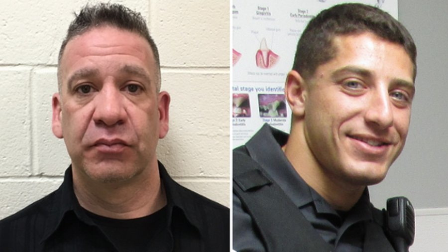 Luis Gustavo Reluzco, left, and Officer Noah Leotta.