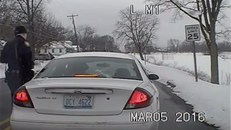 Battle Creek Police Officer Brad Gentry had a close call when a driver opened fire on him at close range.