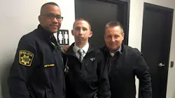 Officer Ed Morrison, center, is seen with Interim Police Chief Wayne James, left, and his uncle, Bob Morrison Officer Ed Morrison, center, is seen with Interim Police Chief Wayne James, left, and his uncle, Bob Morrison
