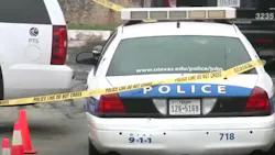 University of Texas Police Officer Cory Morrison was shot in the leg Tuesday morning after his service weapon accidentally fired while holstered. University of Texas Police Officer Cory Morrison was shot in the leg Tuesday morning after his service weapon accidentally fired while holstered.