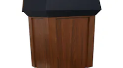 The versatile Patriot Height Adjustable Lectern from AmpliVox can be raised from 36” to up to 56” at the touch of a button, thanks to its silent electronic lift mechanism. The versatile Patriot Height Adjustable Lectern from AmpliVox can be raised from 36” to up to 56” at the touch of a button, thanks to its silent electronic lift mechanism.