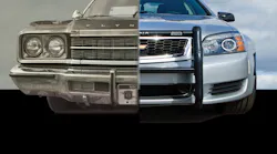 How far the patrol vehicle has come ... on left, the “Last of the Dinosaurs” a 1975 Plymouth Grand Fury. On right, the 2016 Chevrolet Caprice. How far the patrol vehicle has come ... on left, the “Last of the Dinosaurs” a 1975 Plymouth Grand Fury. On right, the 2016 Chevrolet Caprice.