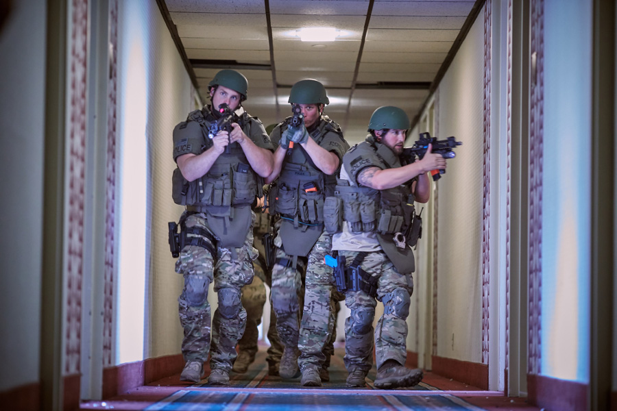 Non-lethals are a cost effective solution for departments looking to get practical, live fear training with actual duty weapons in group activities.