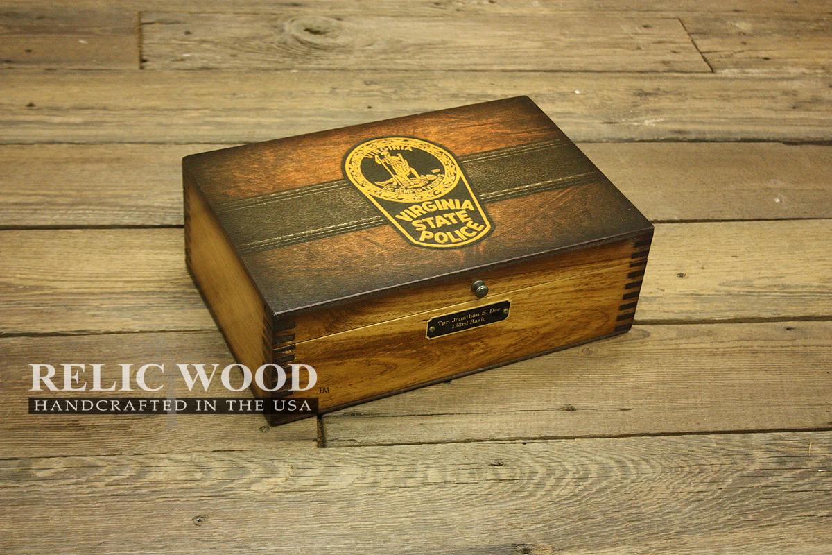 Custom State Trooper Badge Memory Box