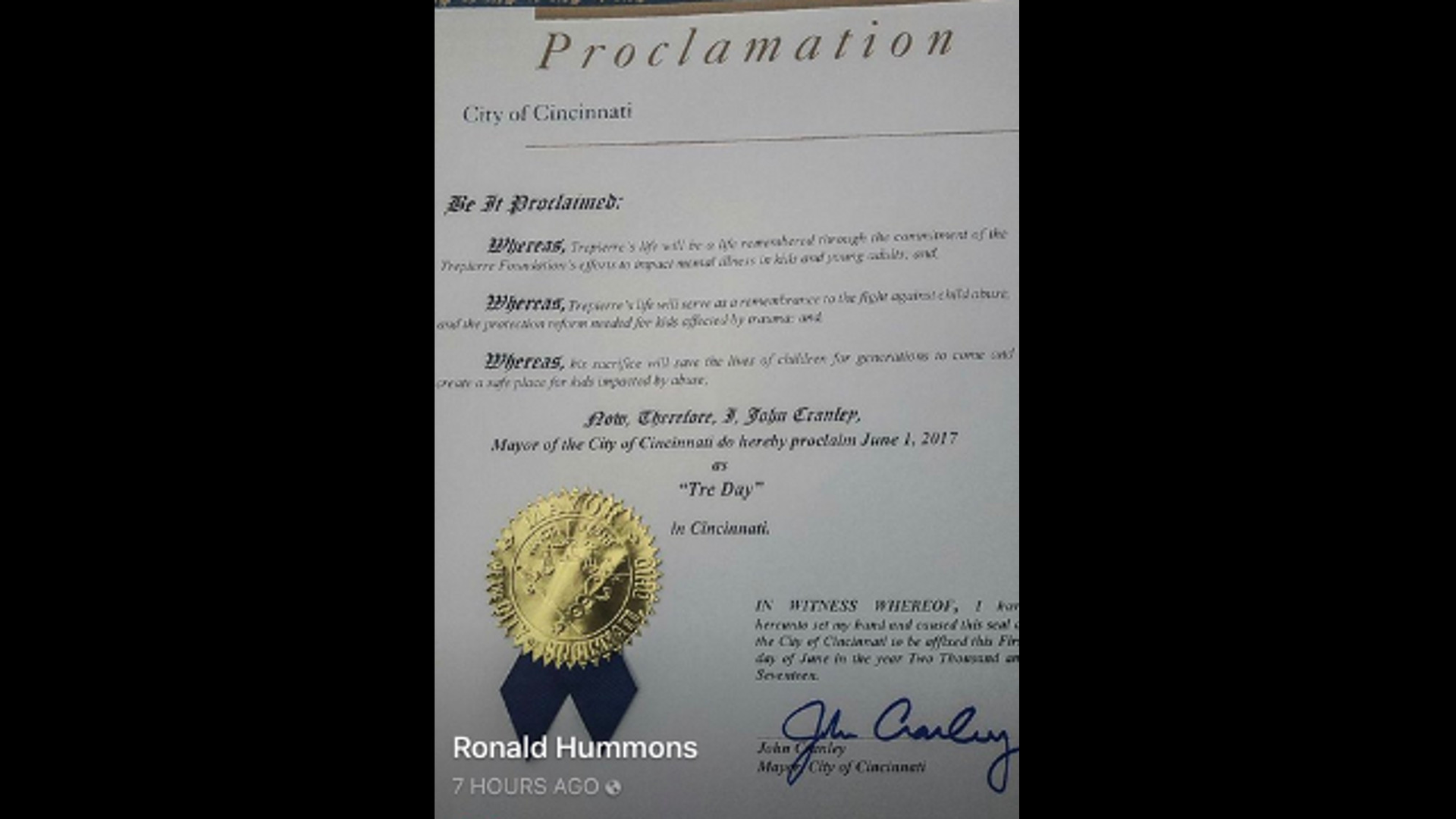 Cincinnati Mayor John Cranley Thursday night gave an emotional apology to the police department and the union after he mistakenly issued a proclamation in honor of a convicted cop-killer.